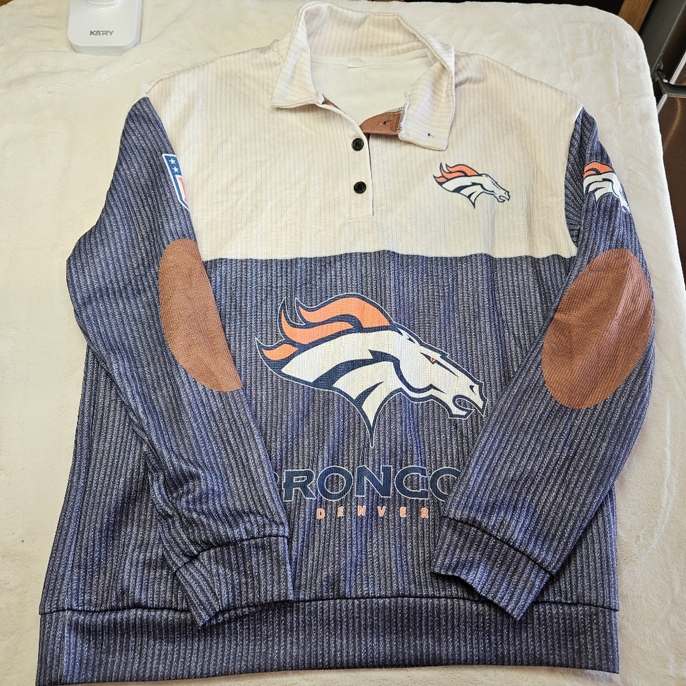 Denver Broncos Corduroy Stand Collar Sz M - ls